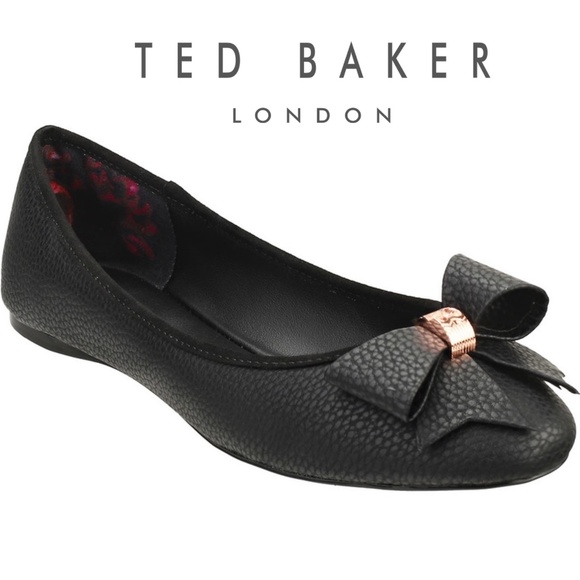 Ted Baker Shoes | Ted Baker London Sually Bow Tie Ballet Flats Black Pump Shoes | Color: Black/Gold | Size: 6 | Fashion_Pass7's Closet